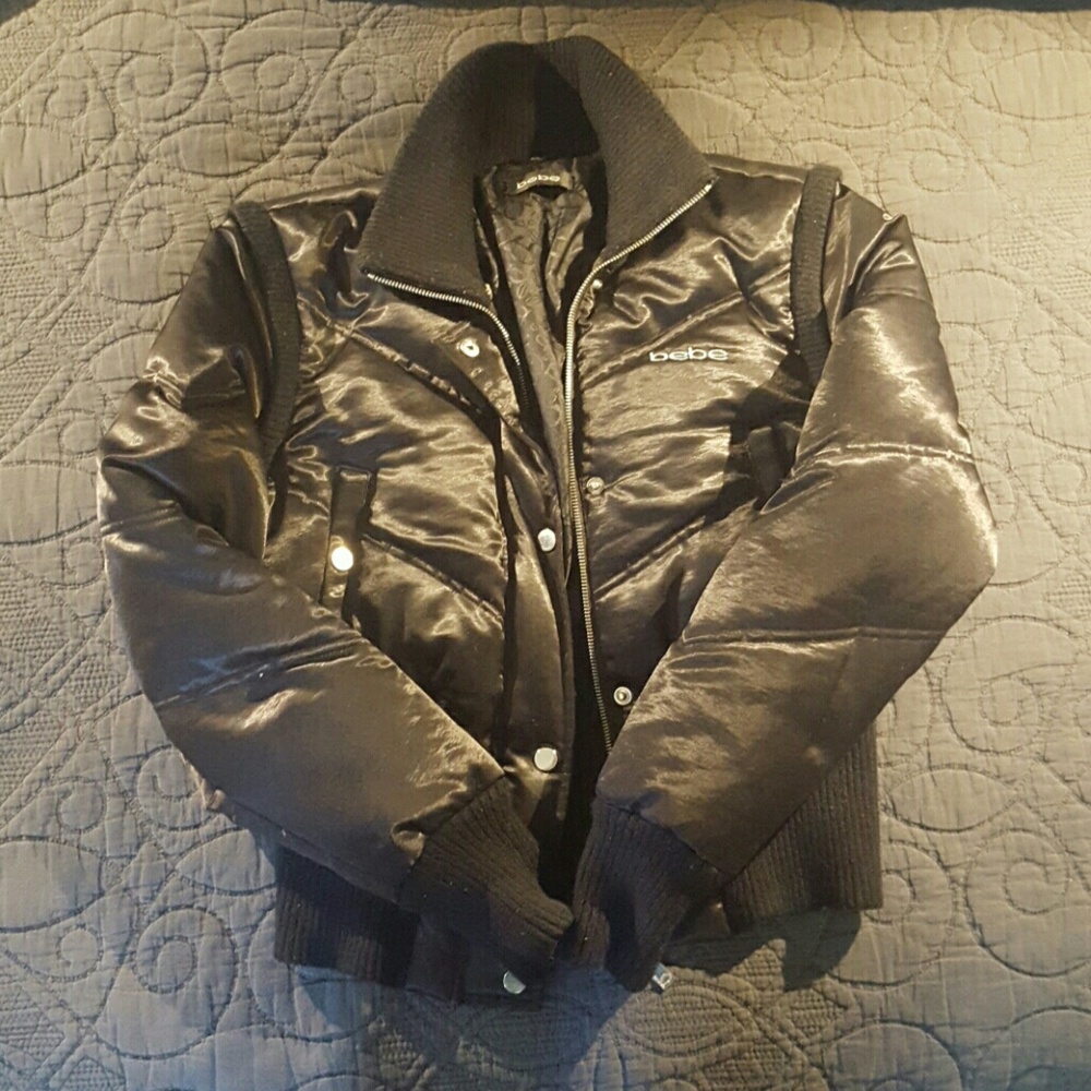 Bebe satin puffer coat